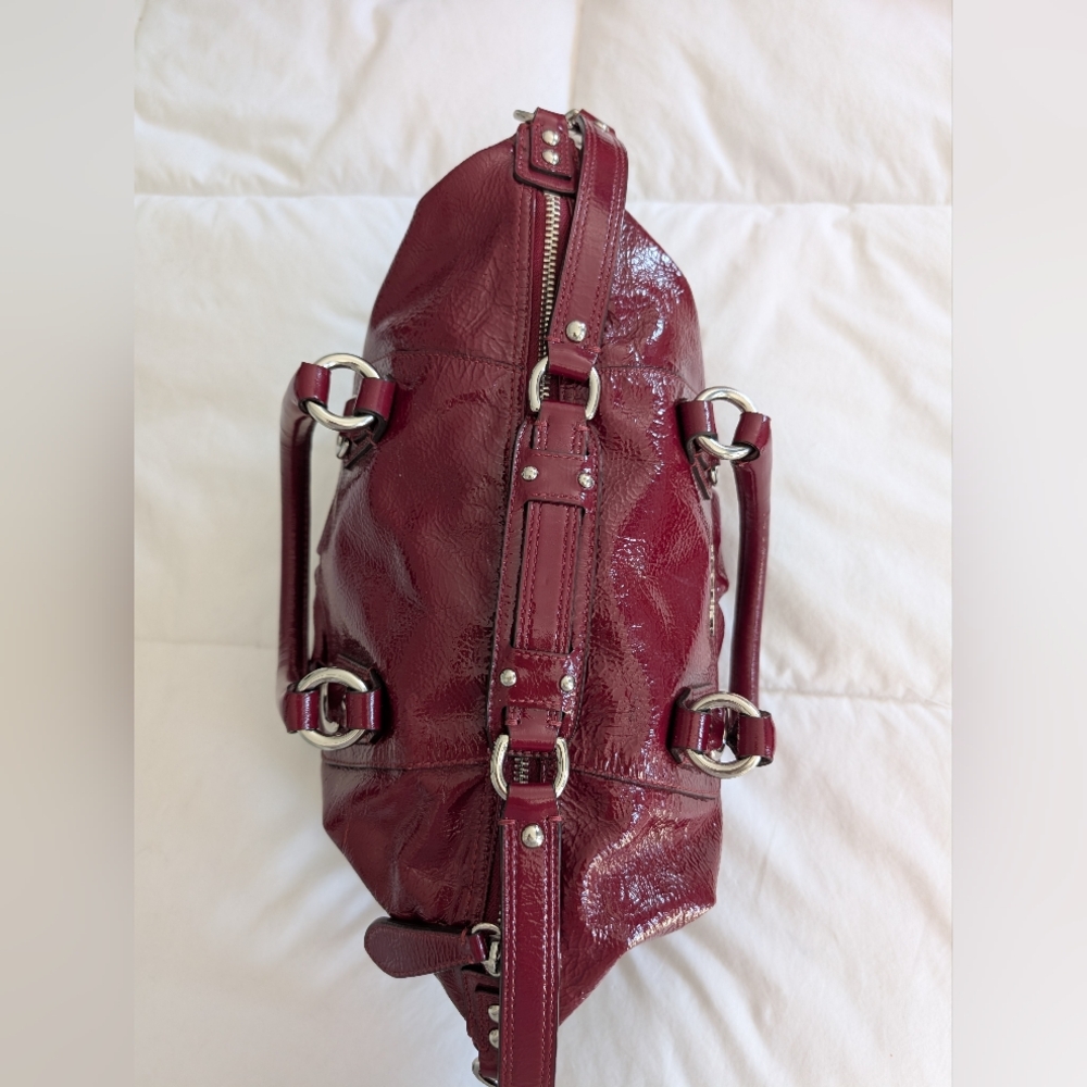 Coach Ashley Dark Red Patent Leather Satchel and Wallet with Dust Bag (F15455) - Picture 5 of 16